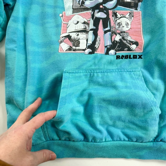 Roblox Sweater Kids Large Blue Pullover Hoodie Sweatshirt Video Game Kids Youth - Picture 5 of 10